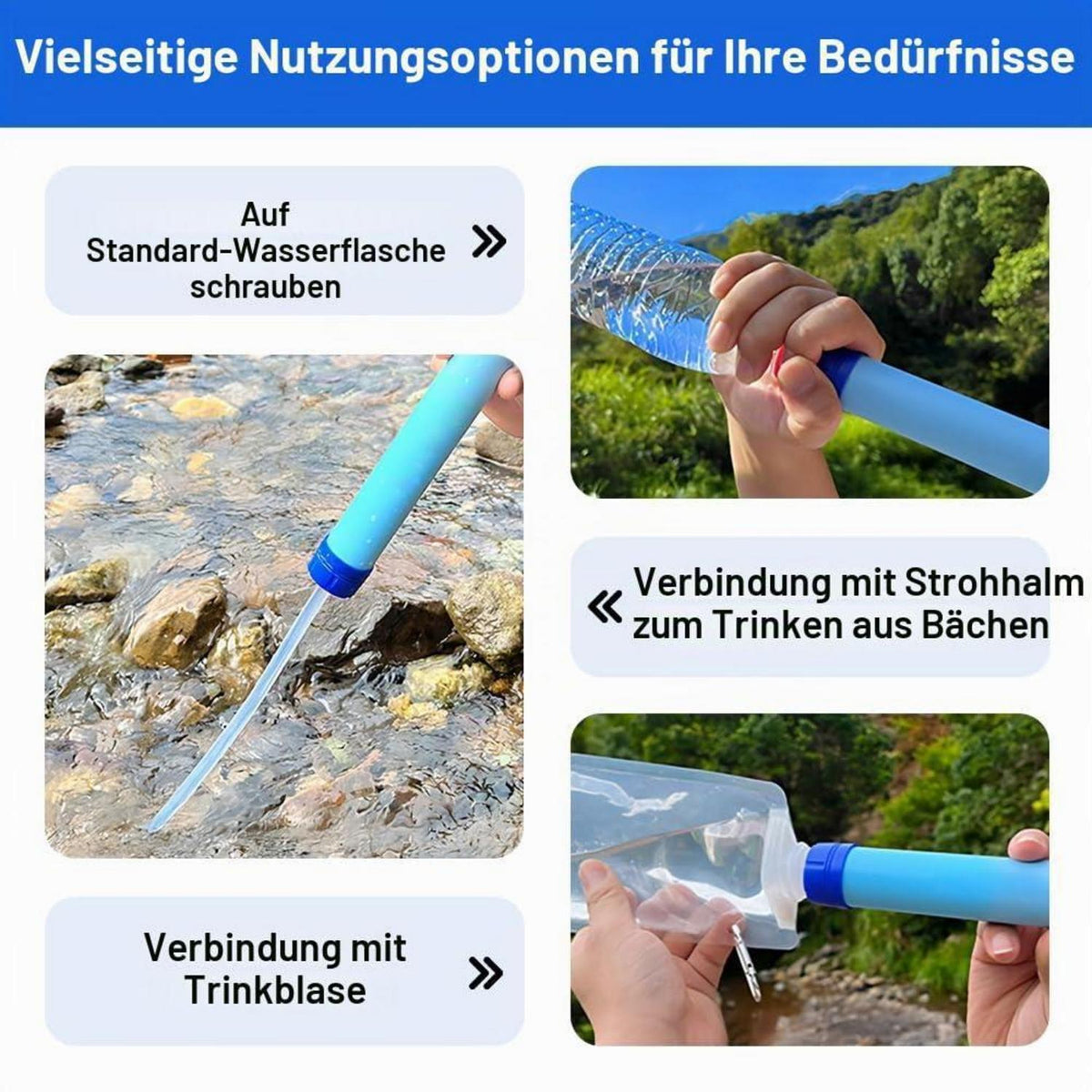 Personal Wasserfilter 3er Set für Outdoor & Notfälle