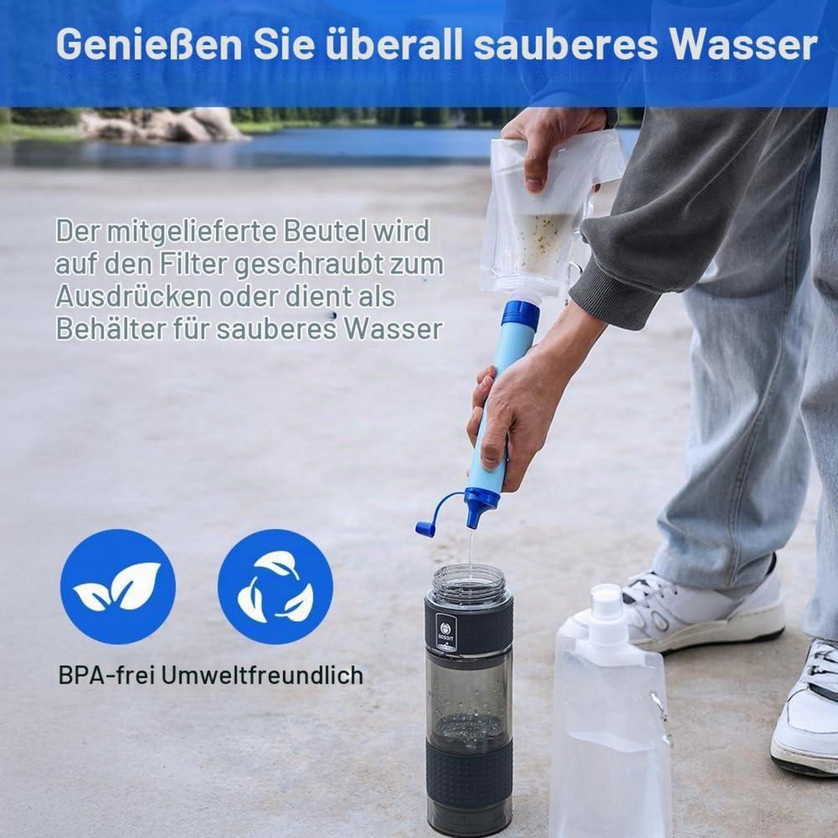 Personal Wasserfilter 3er Set für Outdoor & Notfälle