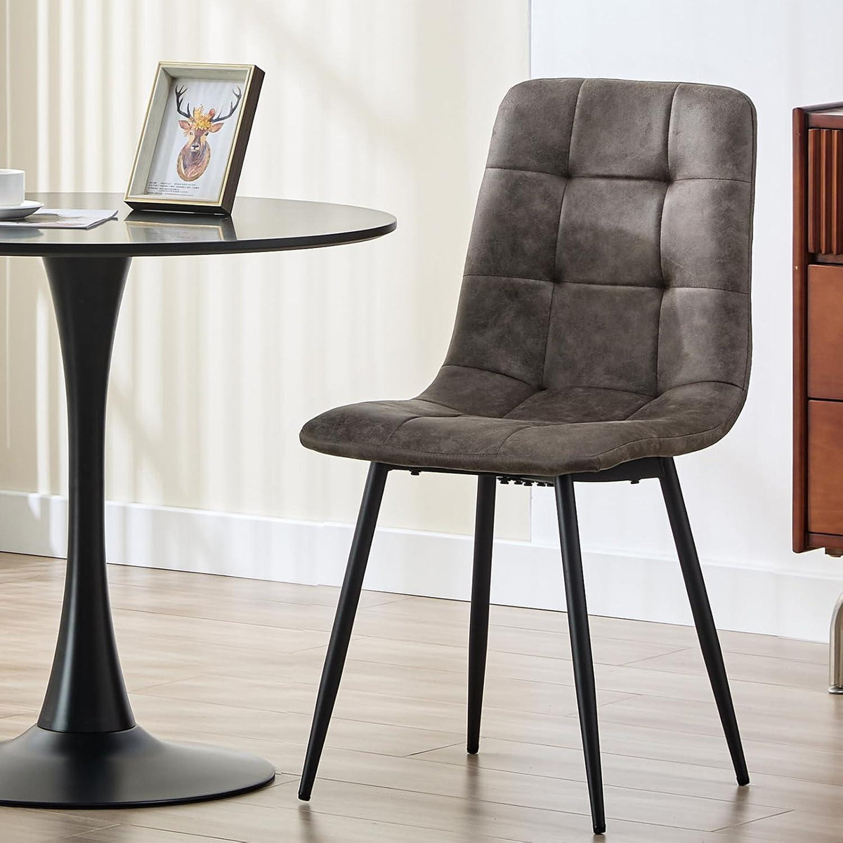 LEWE Esszimmerstühle 2er Set, Modernes Design, Dunkelbraun
