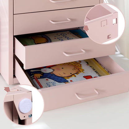Schreibtisch-Aktenschrank mit 4 Schubladen, Hellrosa