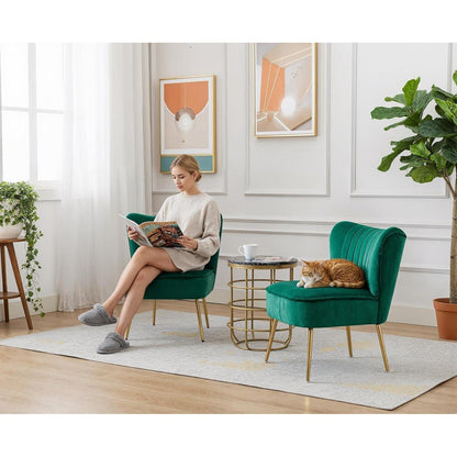 Samt Loungesessel mit Metallbeinen – Grün