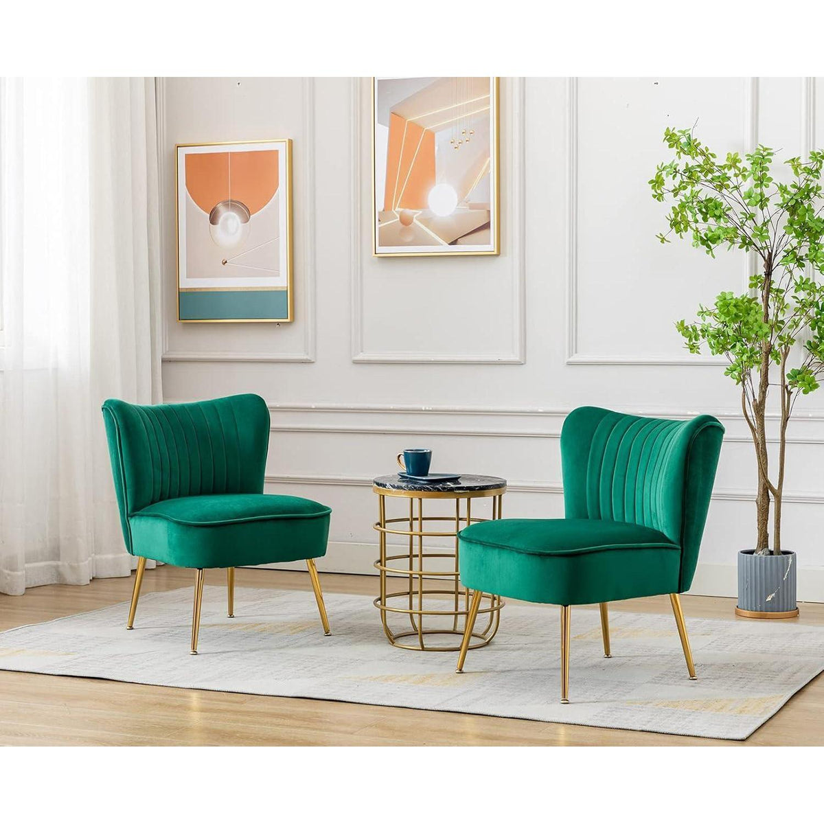 Samt Loungesessel mit Metallbeinen – Grün