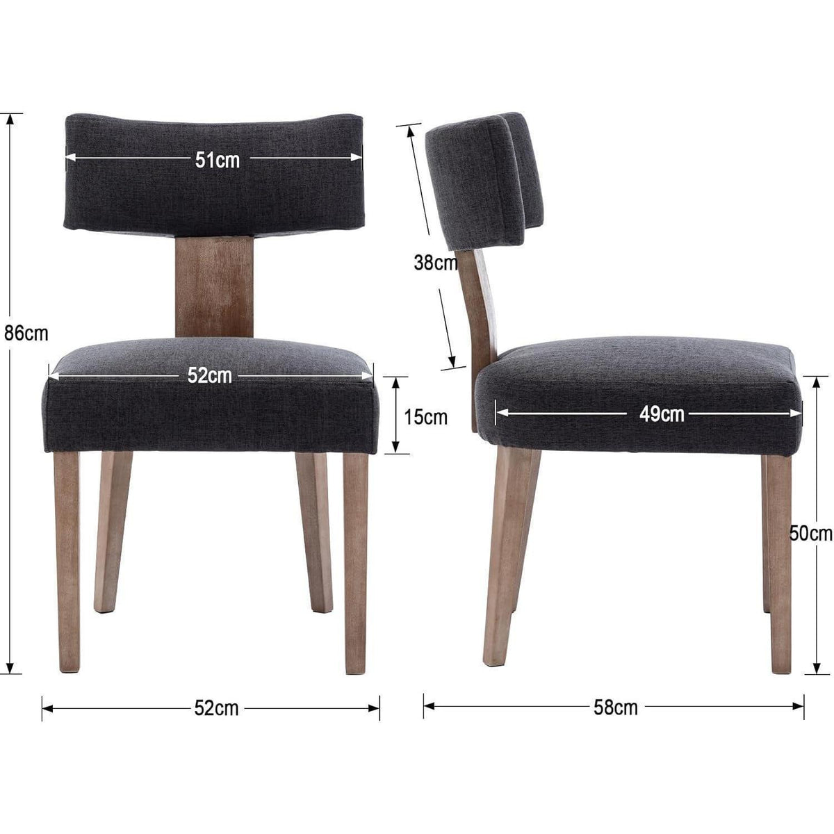 Esszimmerstühle 2er Set Leinen, Massivholz & Bequem