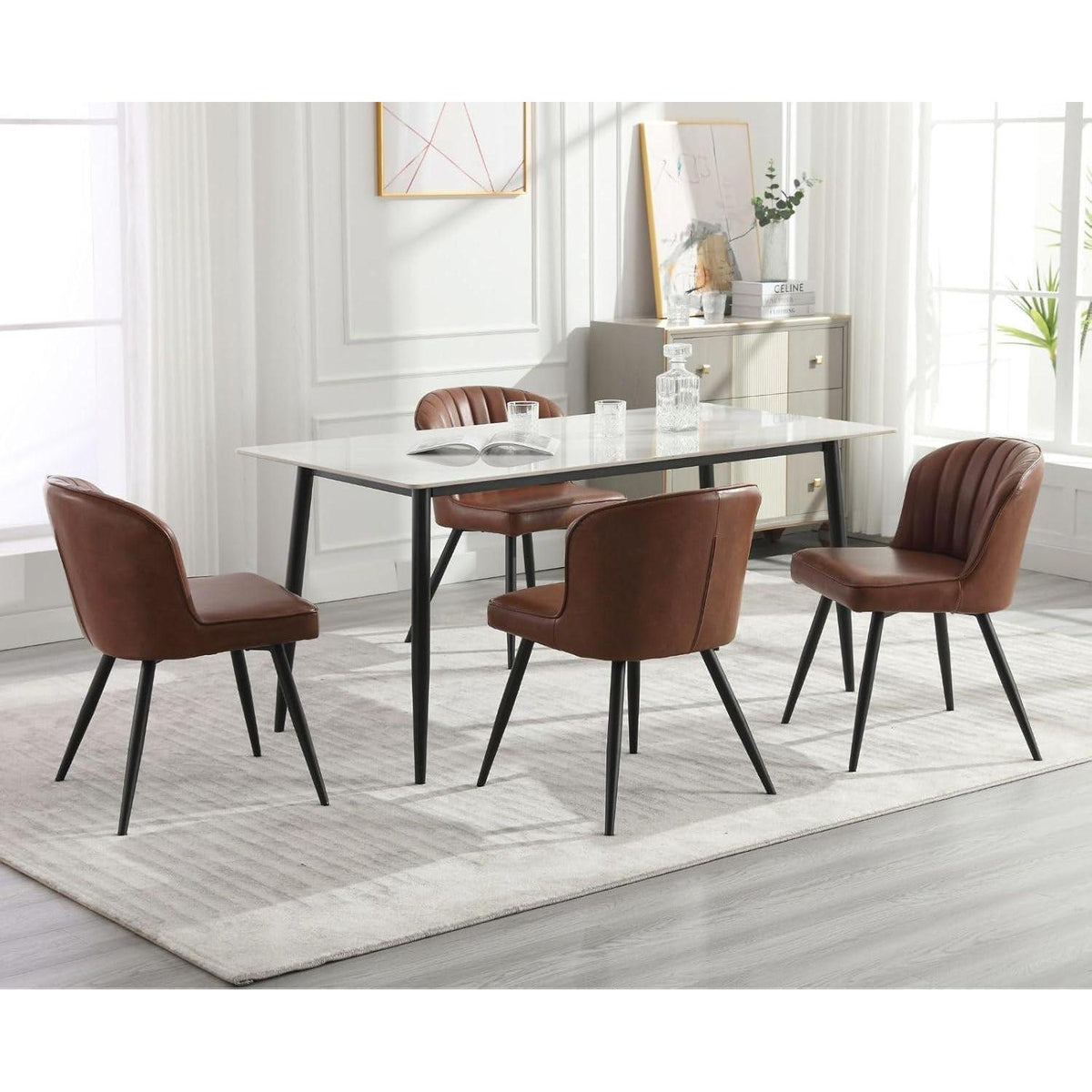 Esszimmerstühle 2er Set, Braun – Modern & Komfortabel in Lederoptik