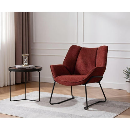 Moderner Ohrensessel mit Chenillebezug, Rot