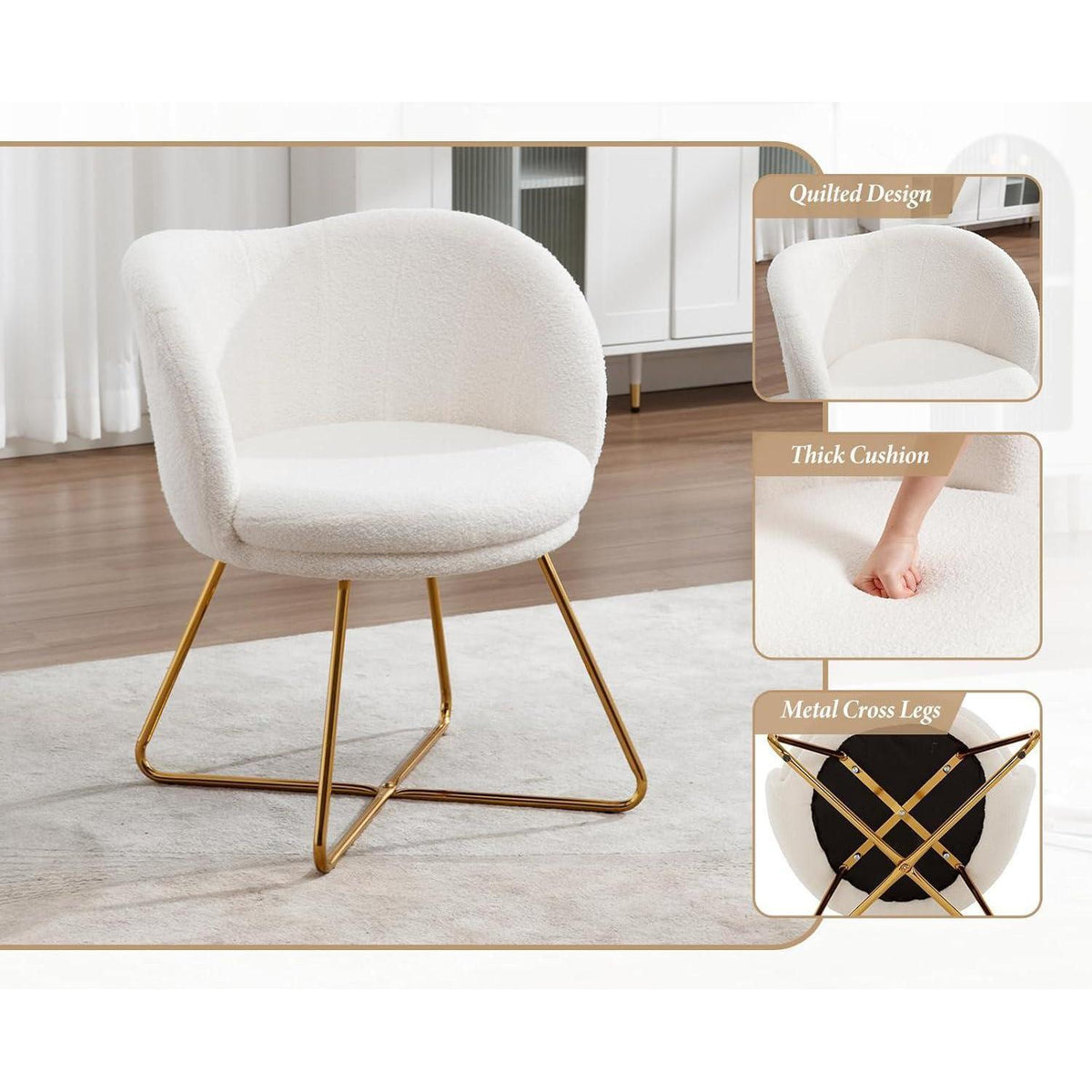 Weißer Kunstfell Sessel – Modern & Bequem für Wohnzimmer