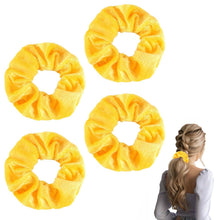 4 Stück Haargummi Scrunchies Damen Samt Gelb Elastisch