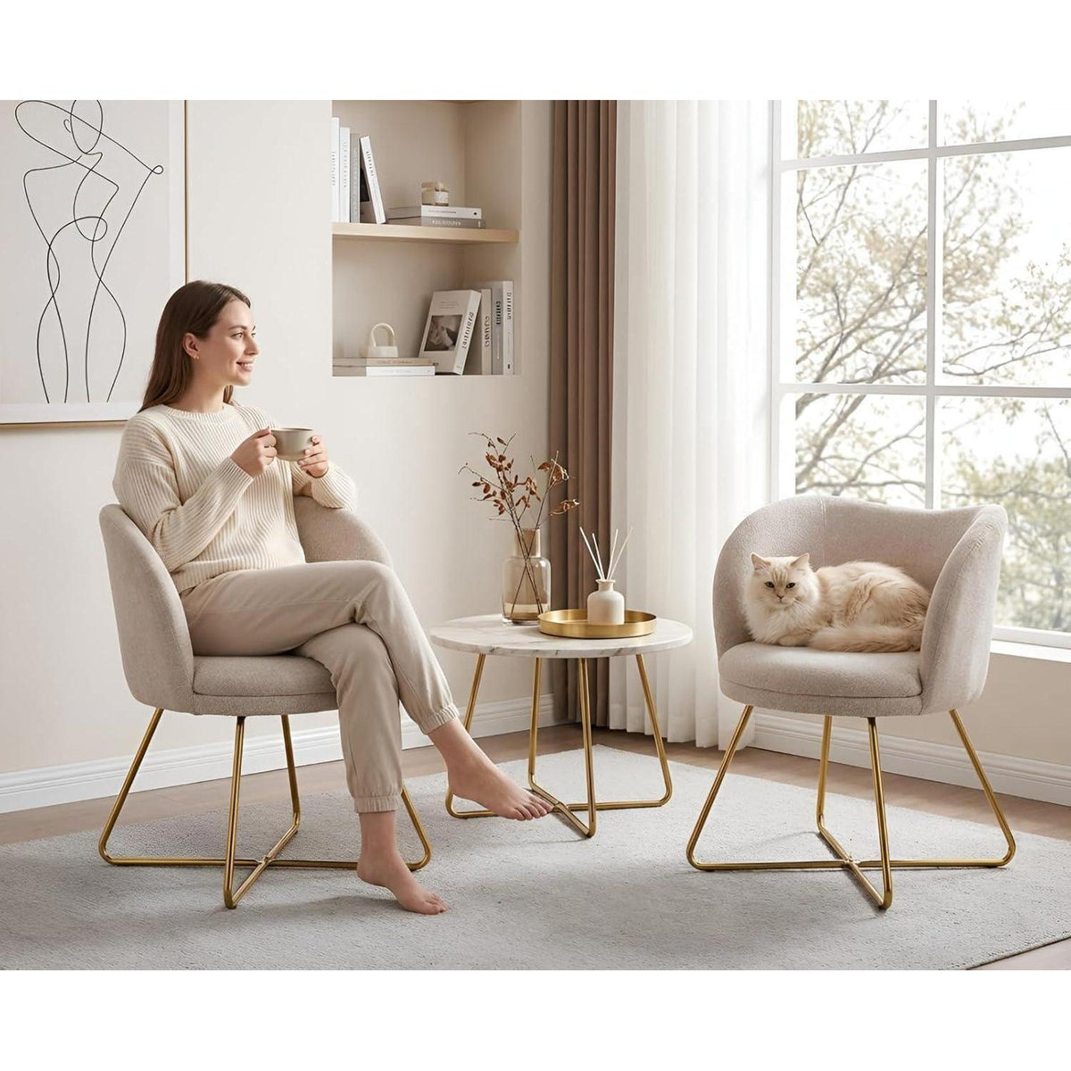 Chenille Loungesessel modern – Bequemer Akzentstuhl für Wohnzimmer