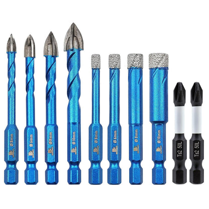 Diamant Fliesenbohrer Set mit Magnetischen Schrauberbits Ø 5-10mm