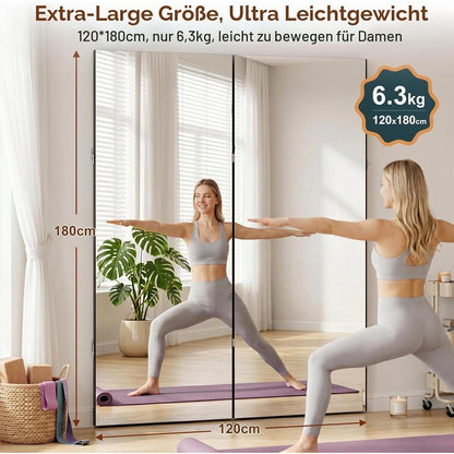 Faltbarer Ganzkörperspiegel 180x120cm – Bruchsicher & Platzsparend