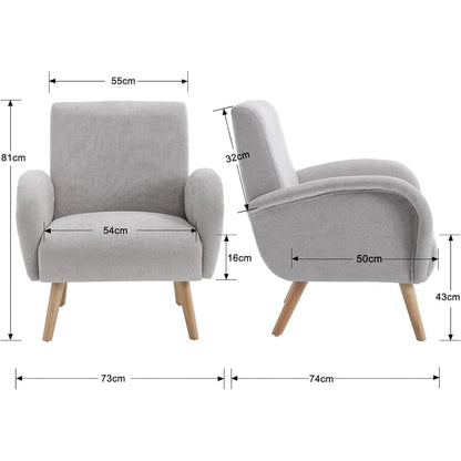 Chenille Loungesessel Grau – Bequemer Sessel mit Holzbeinen