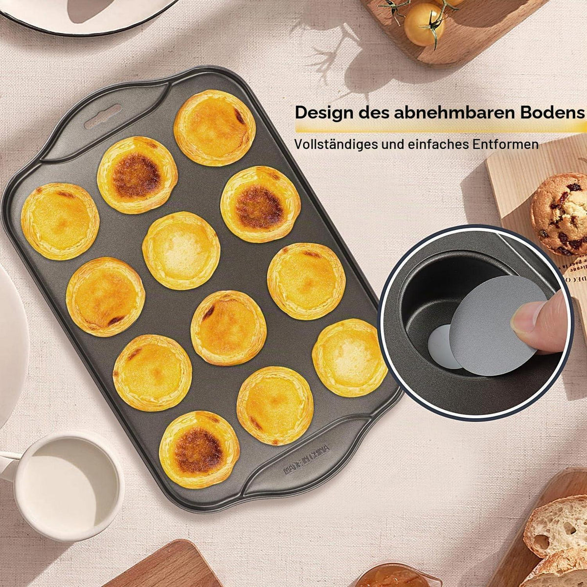 12-Tlg. Muffin-Form Edelstahl mit Abnehmboden