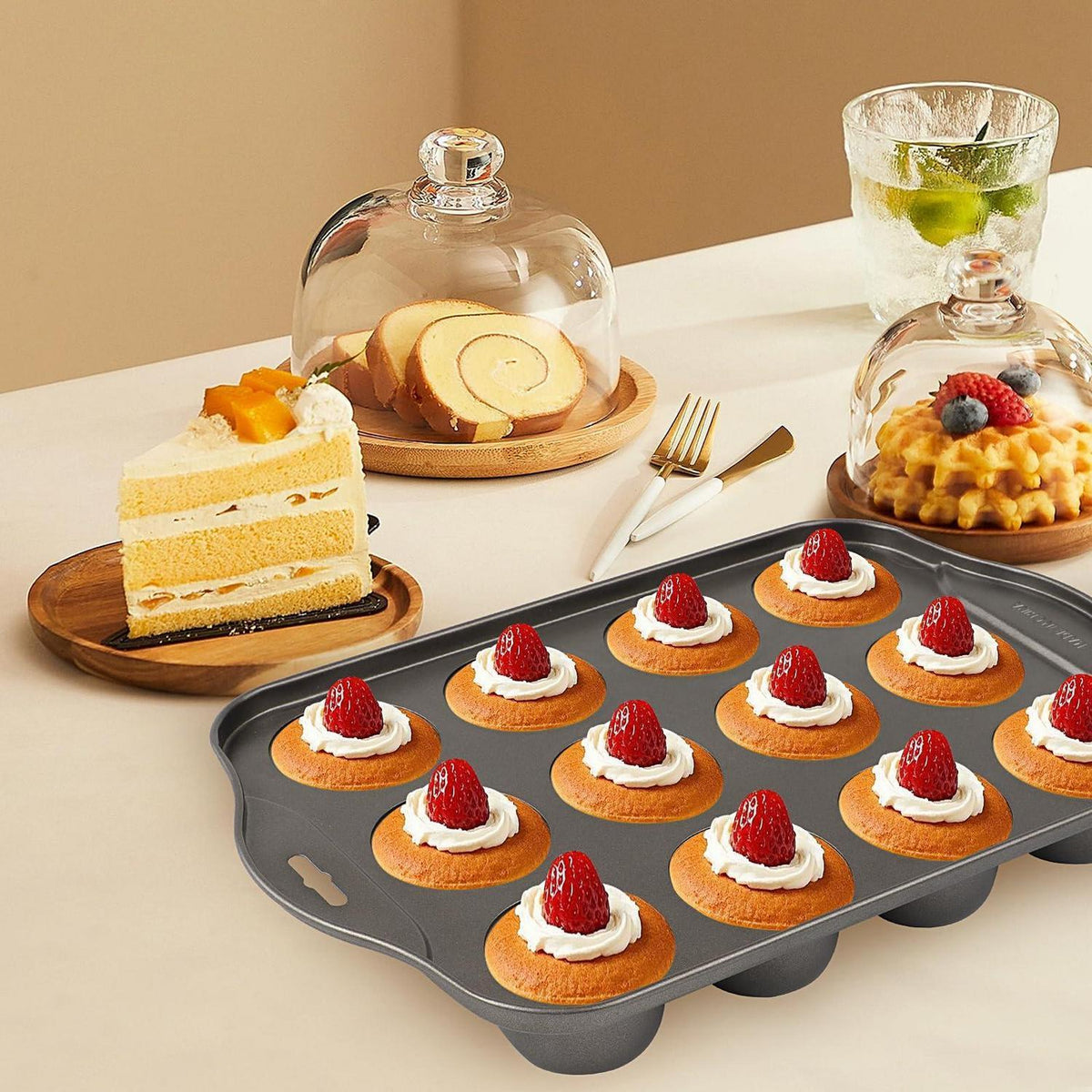 12-Tlg. Muffin-Form Edelstahl mit Abnehmboden