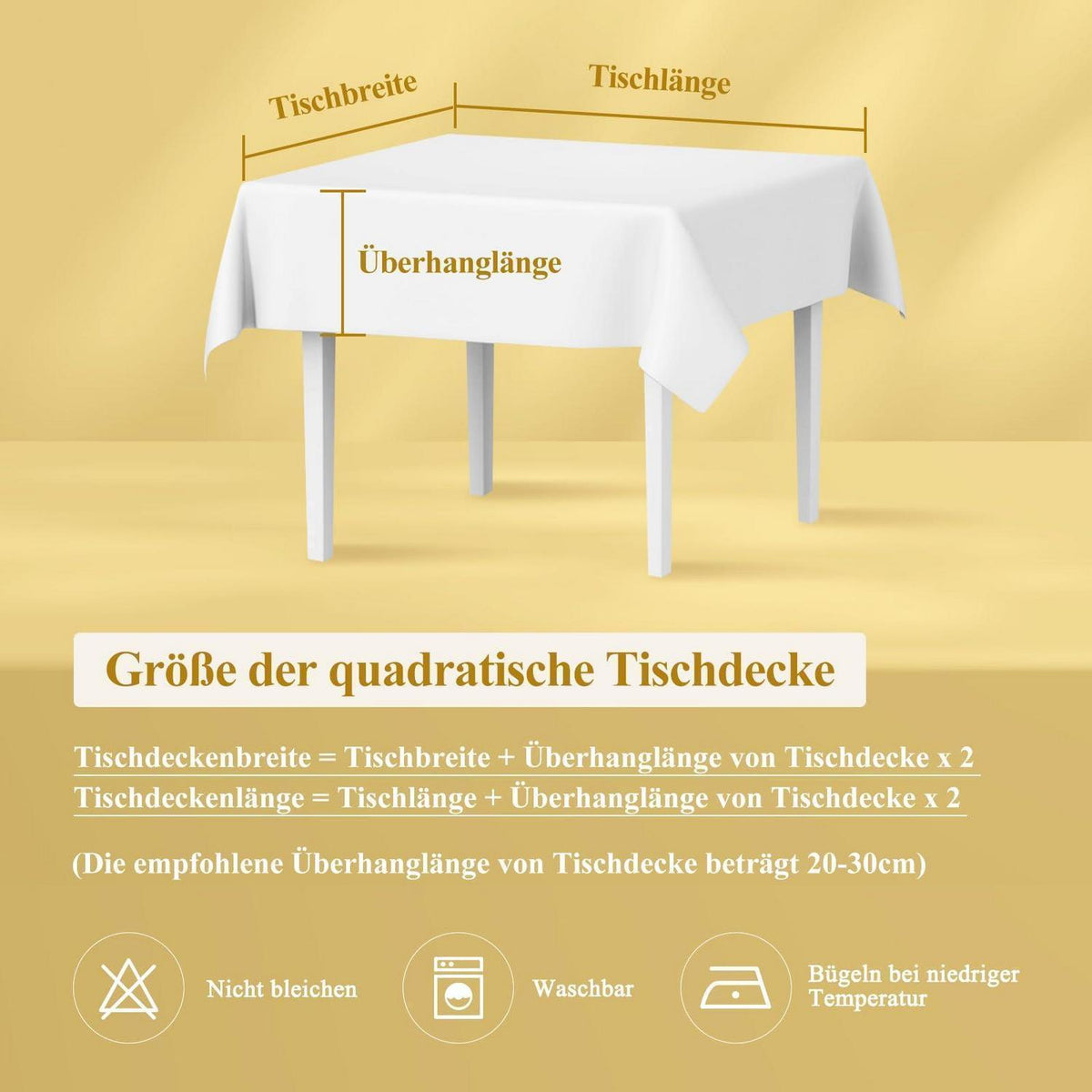 Gelbe Tischdecke Leinenoptik 130x160cm – Abwaschbar & Kratzfest