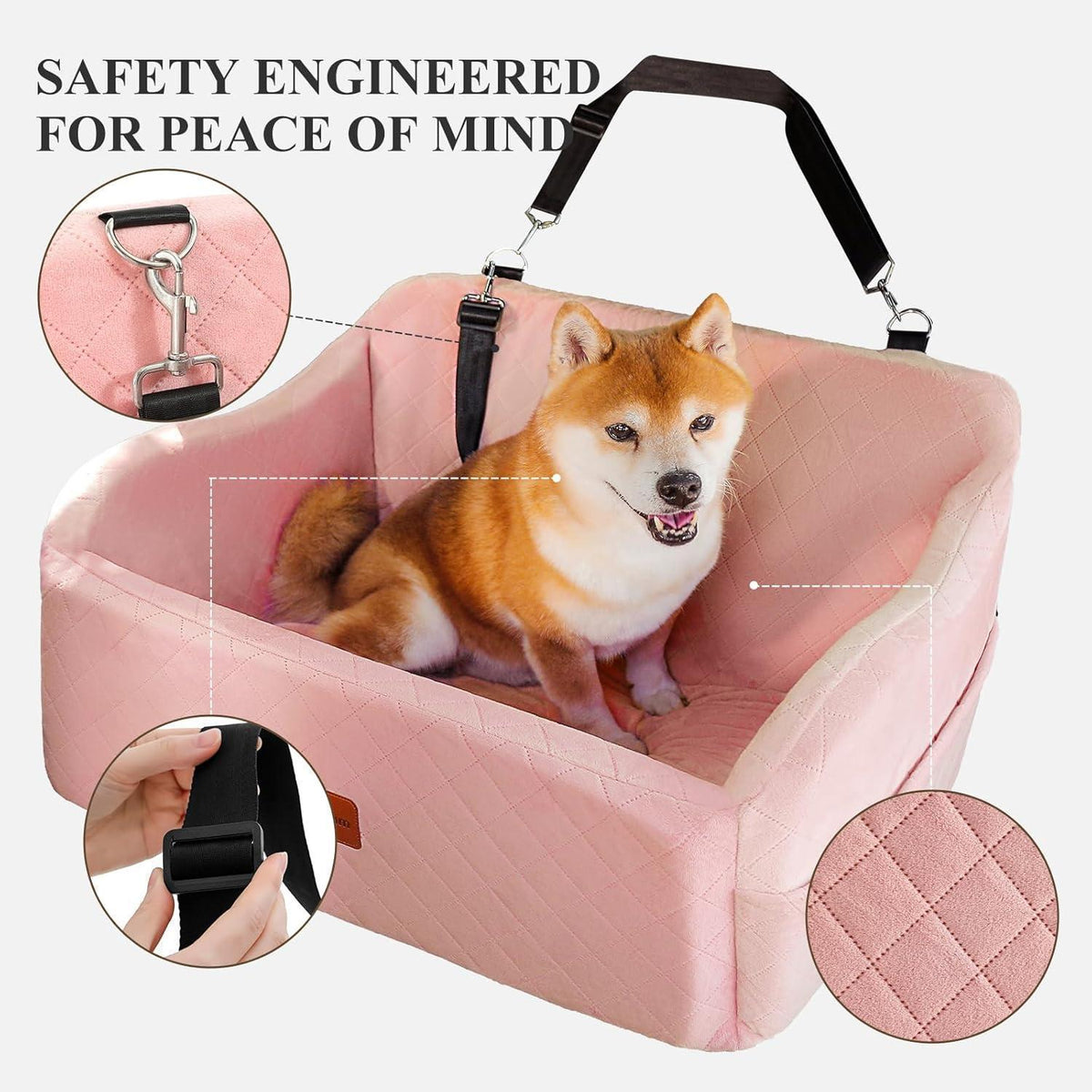 Hunde-Autositz Large Pink – Bequem & Sicher für Lange Fahrten