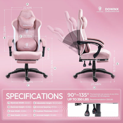 Dowinx Gaming Stuhl mit beheizter Massage Lendenwirbelstütze