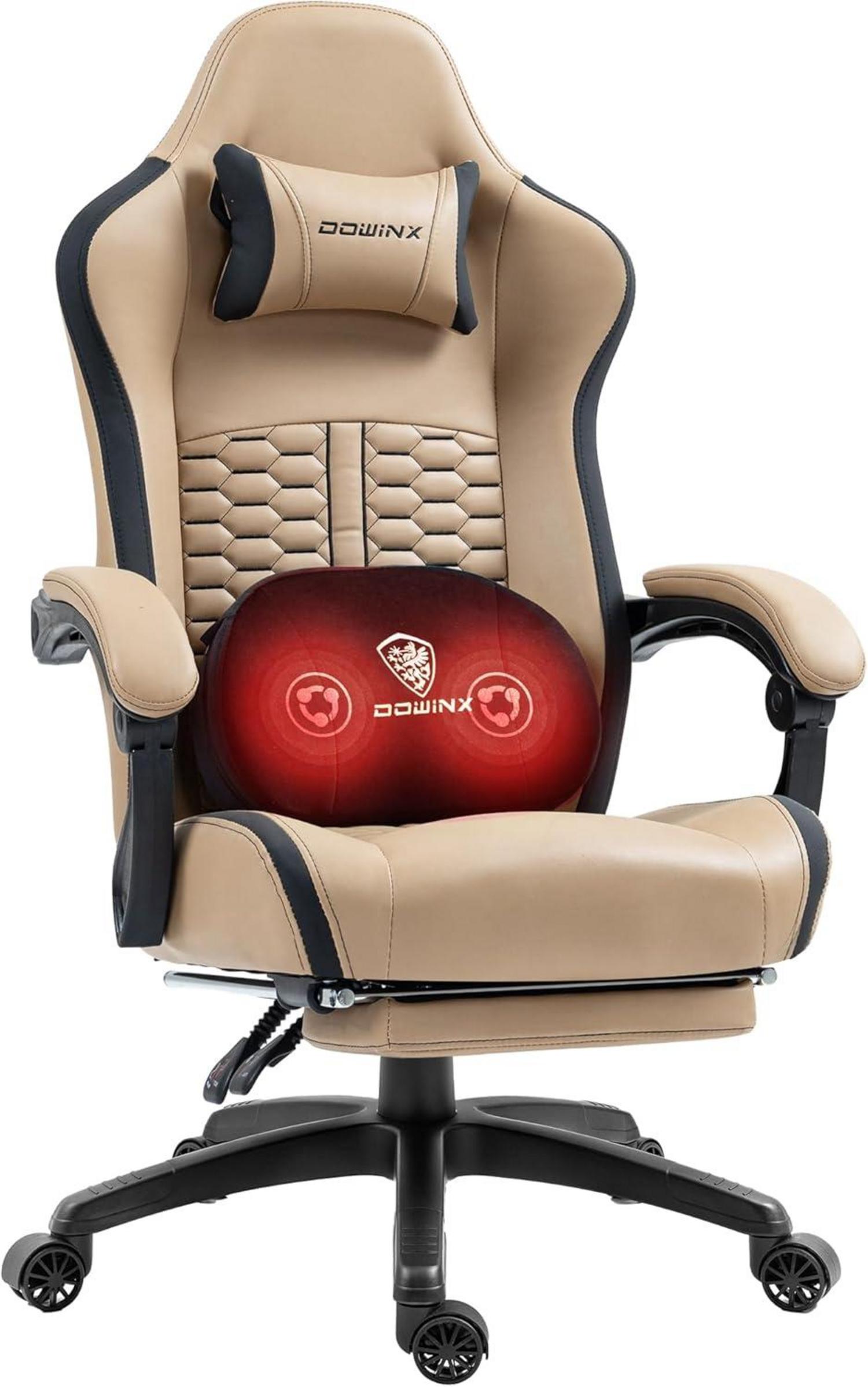 Gaming Stuhl mit beheizter Massage Lendenwirbelstütze und