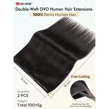 Remy Haarverlängerung 46 cm (18 Zoll) Double Weft Schwarz