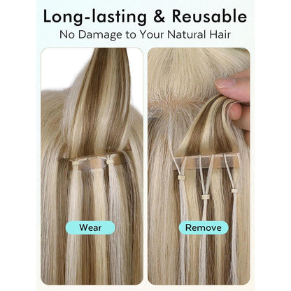 Remy Haarverlängerung 46 cm Ombre Blond Double Weft
