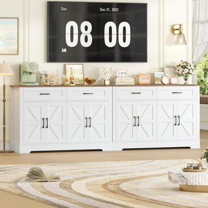 Sideboard Küchenbuffet Weiß & Braun mit 2 Schubladen & 4 Türen