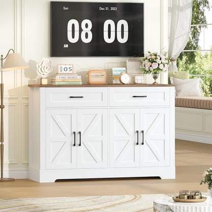 Sideboard Küchenbuffet Weiß & Braun mit 2 Schubladen & 4 Türen