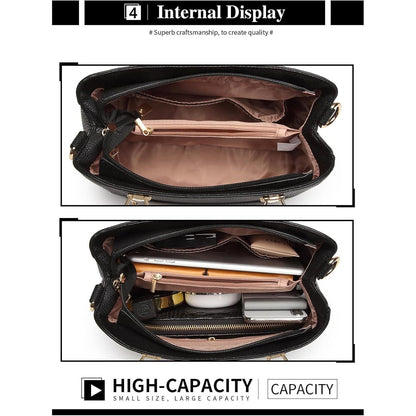 Damen Handtasche mit Geldbörse, Mittelgroß, Schwarz