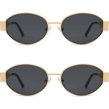 Retro Oval Sonnenbrille Damen Herren UV400 Schutz Gold Grau