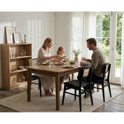 Esszimmerstühle 2er Set Rattan Schwarz in Lederoptik