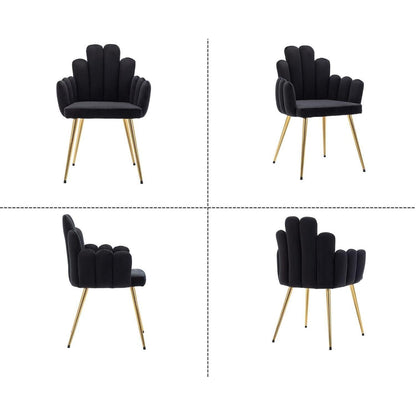Samt Esszimmerstühle 2er Set mit Metallbeinen Schwarz