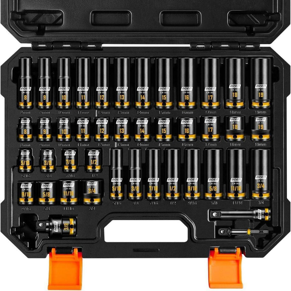 43-teiliges Schlagschrauber-Stecknuss-Set 3/8" CR-MO Stahl Metrisch & SAE