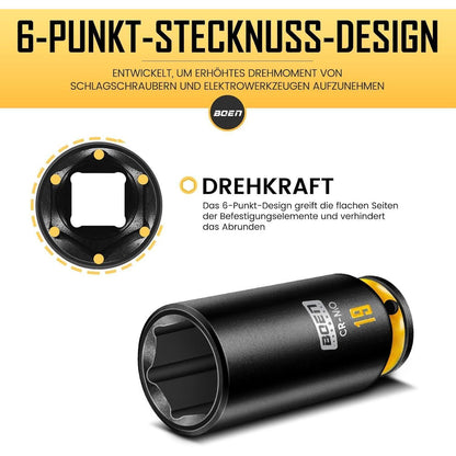 43-teiliges Schlagschrauber-Stecknuss-Set 3/8" CR-MO Stahl Metrisch & SAE