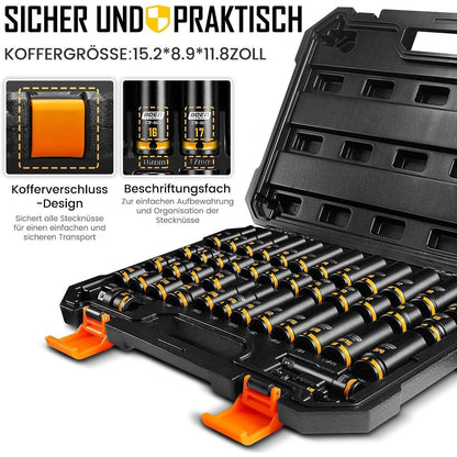 43-teiliges Schlagschrauber-Stecknuss-Set 3/8" CR-MO Stahl Metrisch & SAE