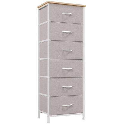 Kommode mit 6 Stoffschubladen – Aschgrau, 115cm hoch