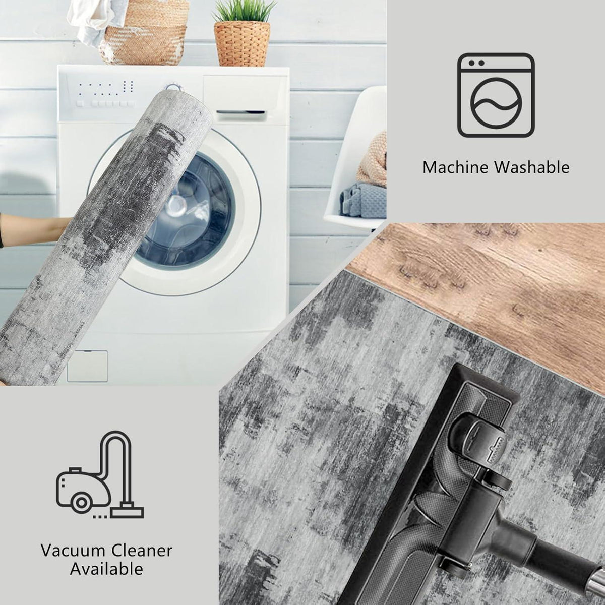 Rutschfester Läufer Flur 80x300cm Dunkelgrau – Waschbarer Teppichläufer
