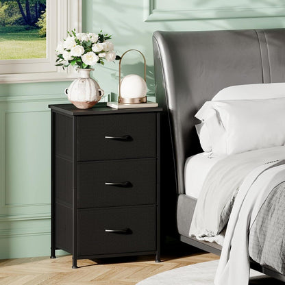 Kommode mit 3 Stoffschubladen, Schwarz – Schlafzimmer & Wohnzimmer