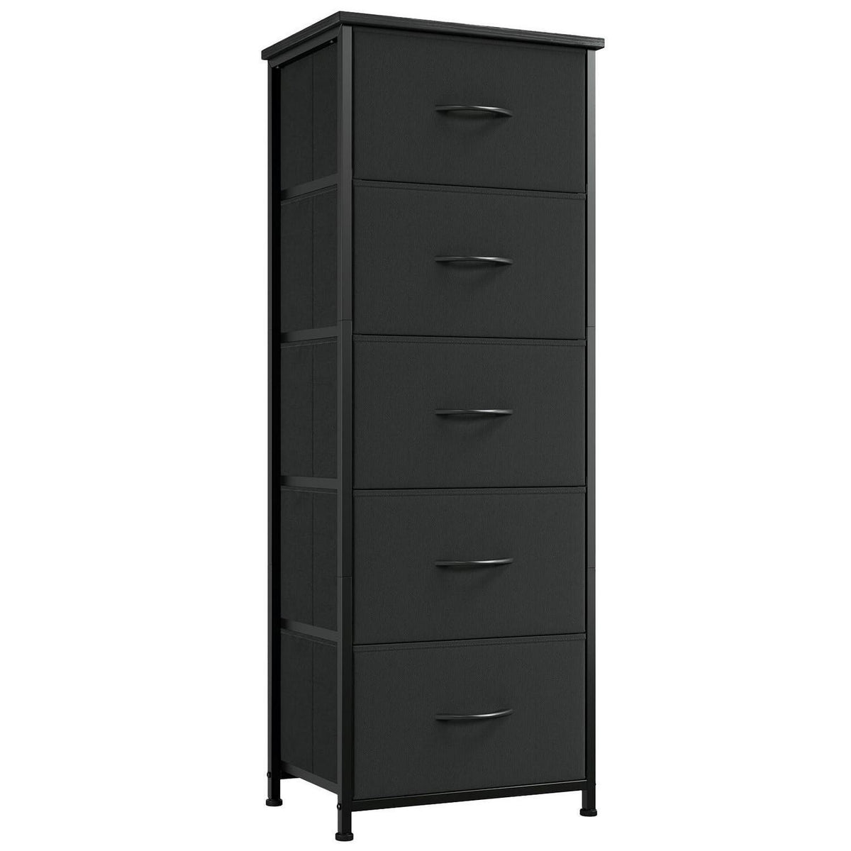 Somdot Kommode mit 5 Stoffschubladen – Schwarz, 114,5 cm hoch