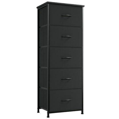 Somdot Kommode mit 5 Stoffschubladen – Schwarz, 114,5 cm hoch