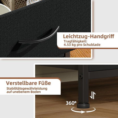 Somdot Kommode mit 5 Stoffschubladen – Schwarz, 114,5 cm hoch
