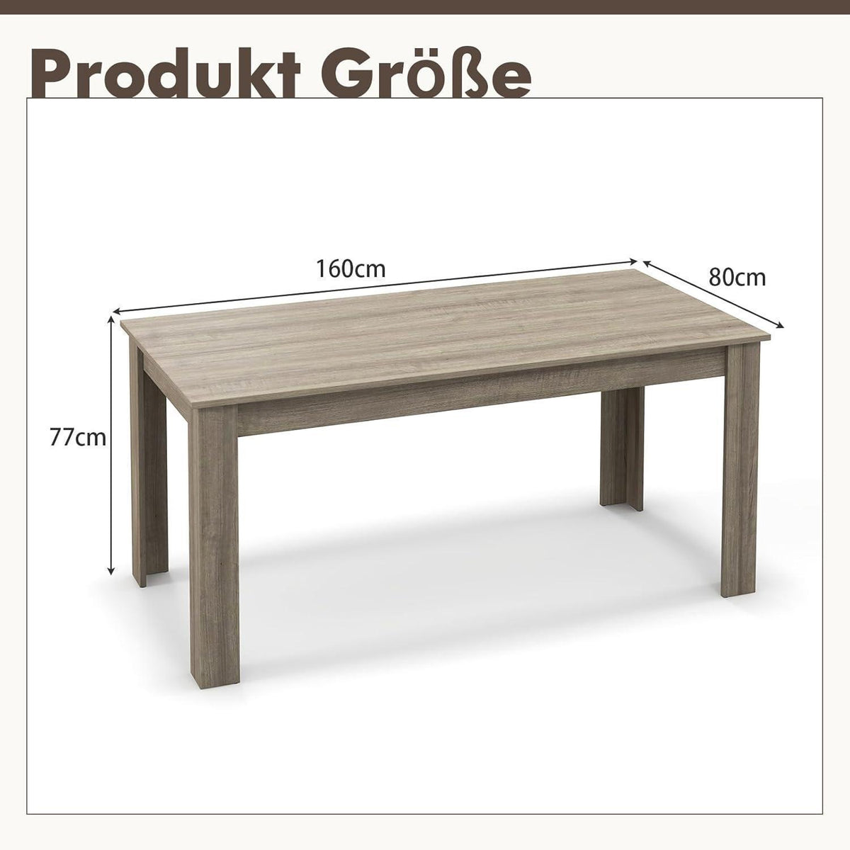 Holz Esstisch 160x80cm – Modern & Stabil für 4 Personen