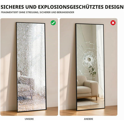 Ganzkörperspiegel 140x40cm Schwarz – Stehend, Hängend, Anlehnen