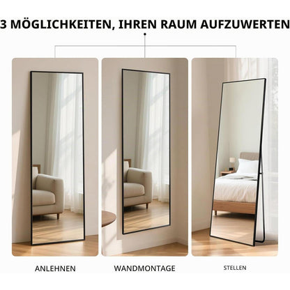 Ganzkörperspiegel 140x40cm Schwarz – Stehend, Hängend, Anlehnen