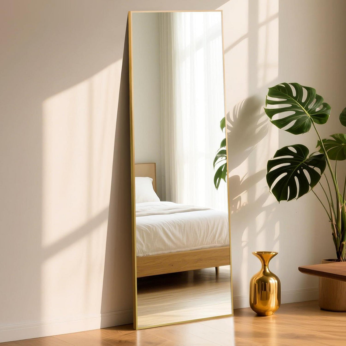 Ganzkörperspiegel Rechteck Gold 152x42cm – Stand- & Wandspiegel