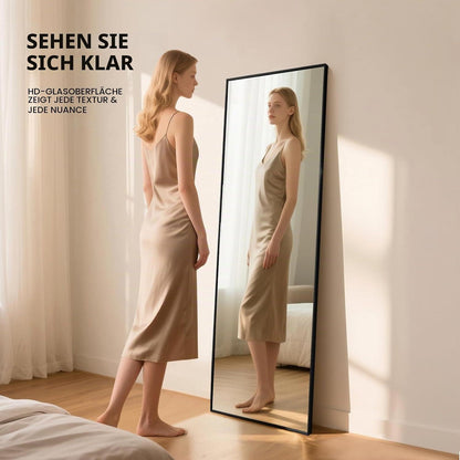 Stehender Ganzkörperspiegel Schwarz 152x42cm mit Sicherheitsglas