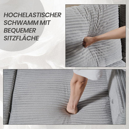 Deformierbares Ecksofa mit Fußhocker, Hellgrau