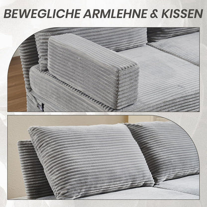 Deformierbares Ecksofa mit Fußhocker, Hellgrau