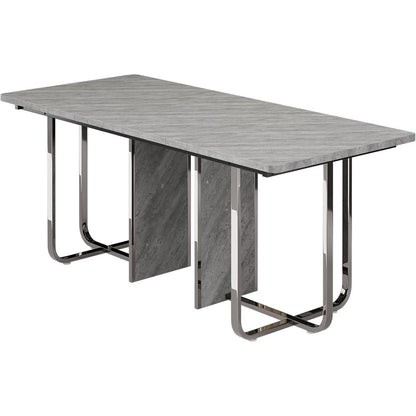 Moderner Esstisch Grau & Silber | 180x80cm | Esstisch für 6 Personen