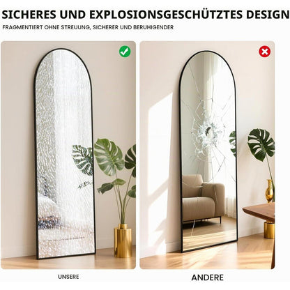 Ganzkörperspiegel Bogen Schwarz 152x42cm – Stand-, Wand- & Anlehnspiegel