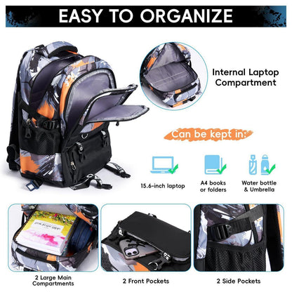 Schulrucksack Trolley Jungen Orange Tarnfarbe mit Rollen