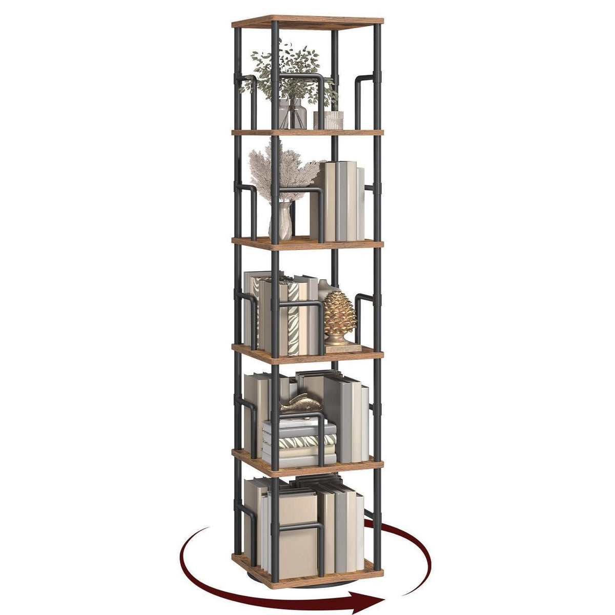 Drehbares Bücherregal 5 Ebenen – Platzsparendes Industrie-Design