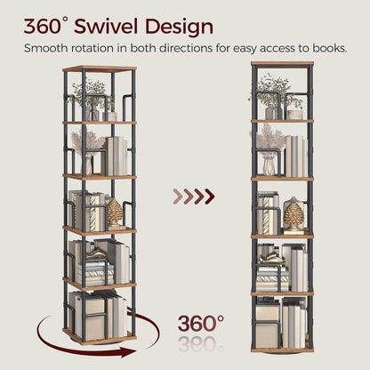 Drehbares Bücherregal 5 Ebenen – Platzsparendes Industrie-Design